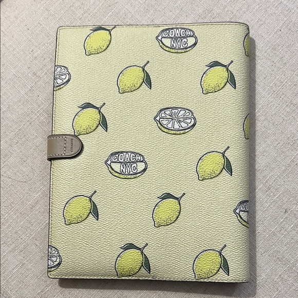 Coach Lemon Patterned notebook with Button Closure - Picture 2 of 5